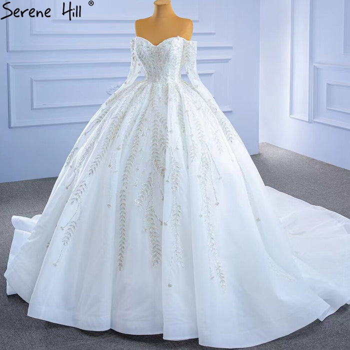 Serene Hill White Luxury Sexy Wedding Dresses 2025 Sparkle Beaded Lace Up Bride Gowns HM67284 Custom Made - SERENE HILL