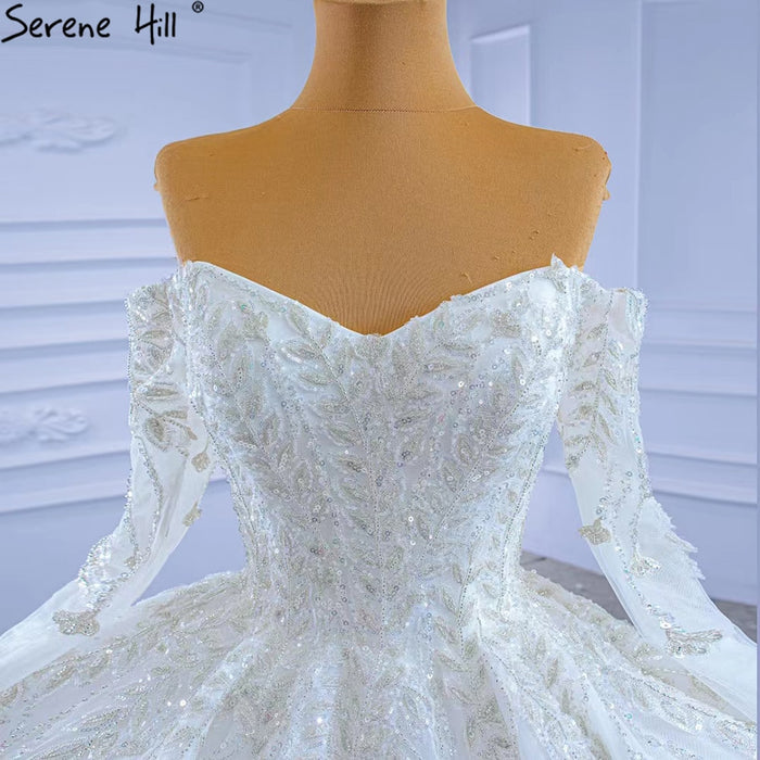 Serene Hill White Luxury Sexy Wedding Dresses 2025 Sparkle Beaded Lace Up Bride Gowns HM67284 Custom Made - SERENE HILL