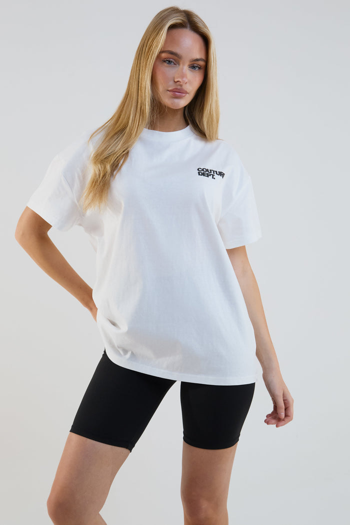 Shadow Cycling Shorts & T-Shirt Set - Cream/Black