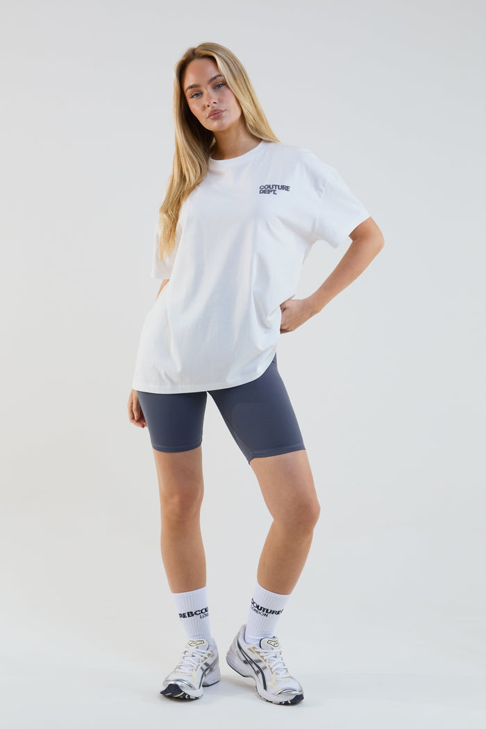 Shadow Cycling Shorts & T-Shirt Set - Cream/Grey