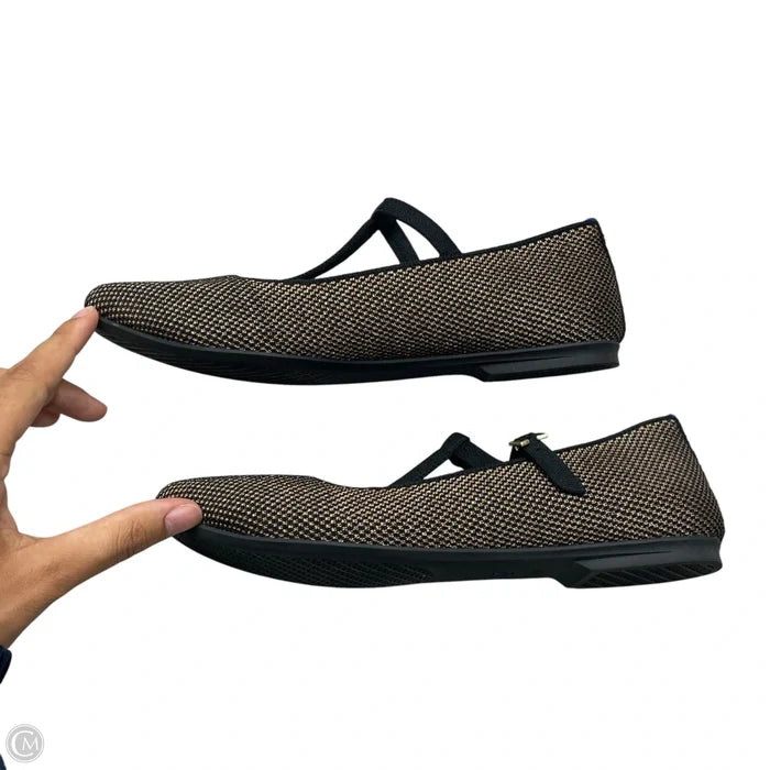 Shoes Flats By Rothys In Black & Gold, Size: 7.5