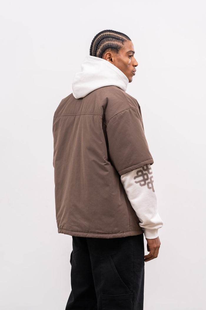 SHORT SLEEVE PADDED SHIRT - BROWN
