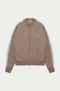 SIDE STRIPE KNITTED TRACK JACKET - BEIGE
