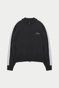 SIDE STRIPE KNITTED TRACK JACKET - BLACK
