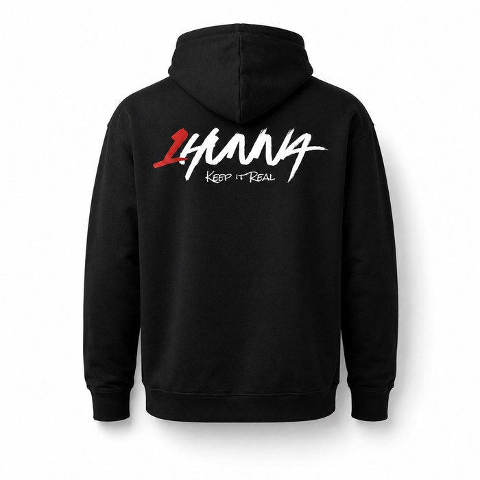 1HUNNA Signature 001 Hoodie in zwart – achterkant