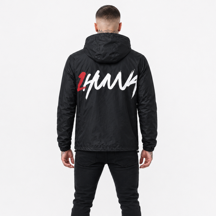 1HUNNA Signature 001 Original Windbreaker in zwart – gedragen achterkant