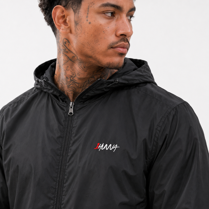 1HUNNA Signature 001 Original Windbreaker in zwart – detail voorkant