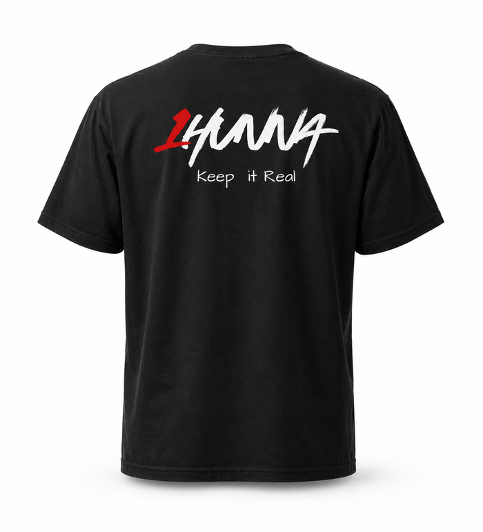 1HUNNA Signature 001 T-shirt in zwart – achterkant