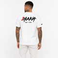1HUNNA Signature 002 T-shirt in wit – gedragen achterkant