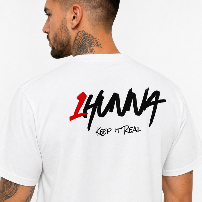 1HUNNA Signature 002 T-shirt in wit – detail ruglogo