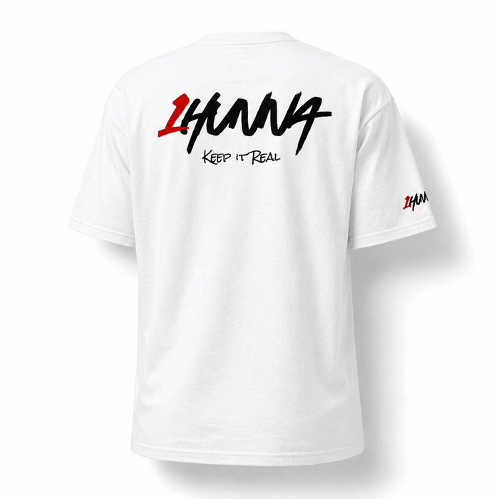 1HUNNA Signature 002 T-shirt in wit – achterkant