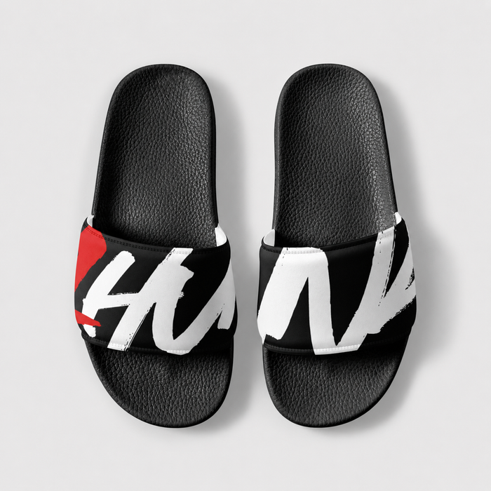 1HUNNA Signature Pool Slides in zwart – bovenaanzicht