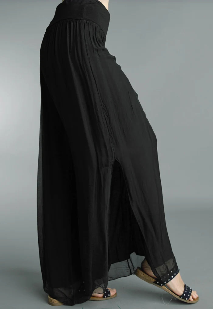 Silk Slit Pants