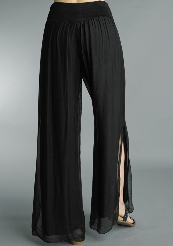 Silk Slit Pants