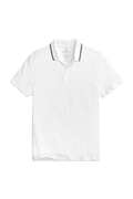 Bright White Tipped | Front view of Silver Pique Polo in Bright White Tipped