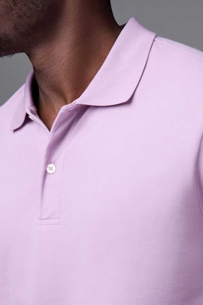Detailed side collar view of a man wearing V-Neck