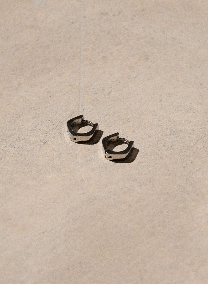 Silver Waterproof Angle Hoop Earrings