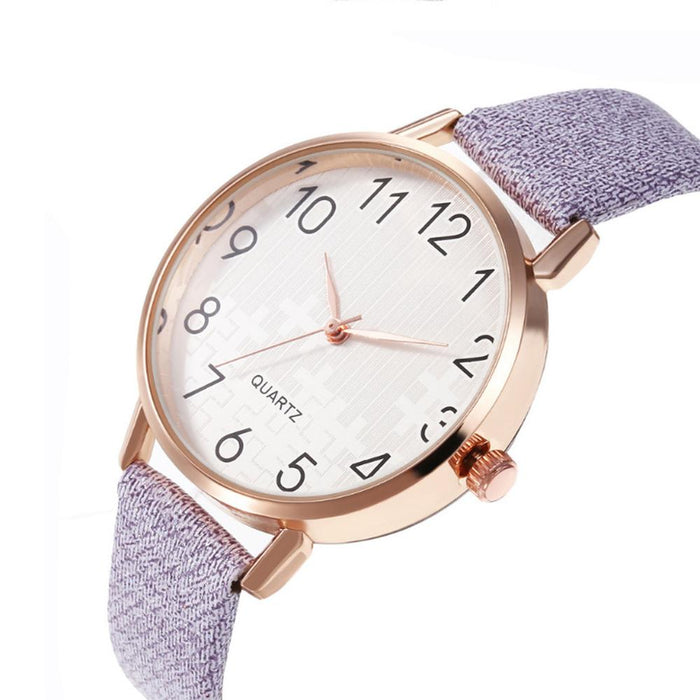 Simple Number Dial Ladies Watches Leather Strap Quartz - foxberryparkproducts