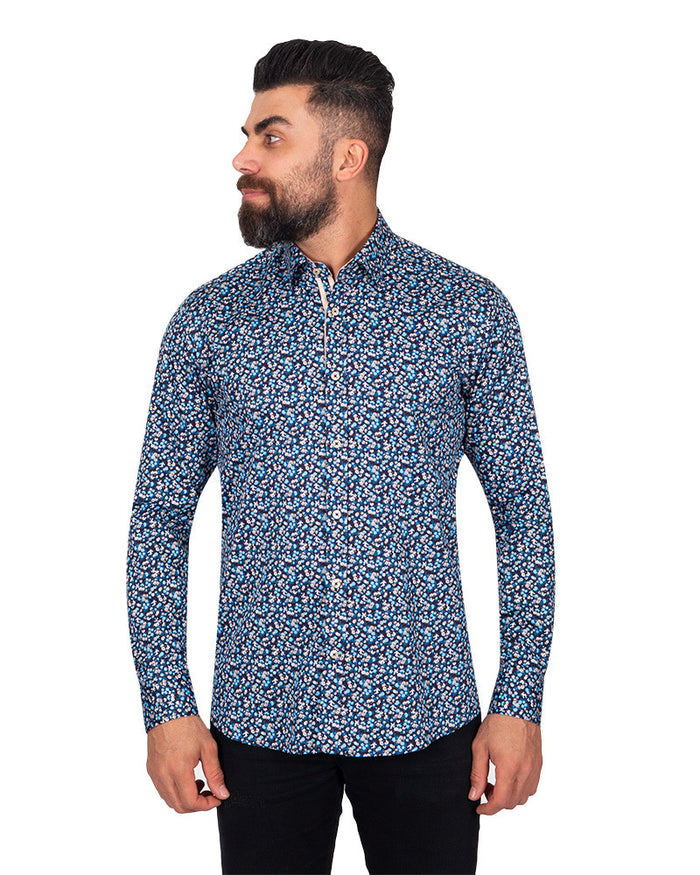 Small Floral Print Pure Cotton Shirt-Makrom