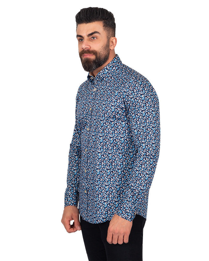 Small Floral Print Pure Cotton Shirt-Makrom