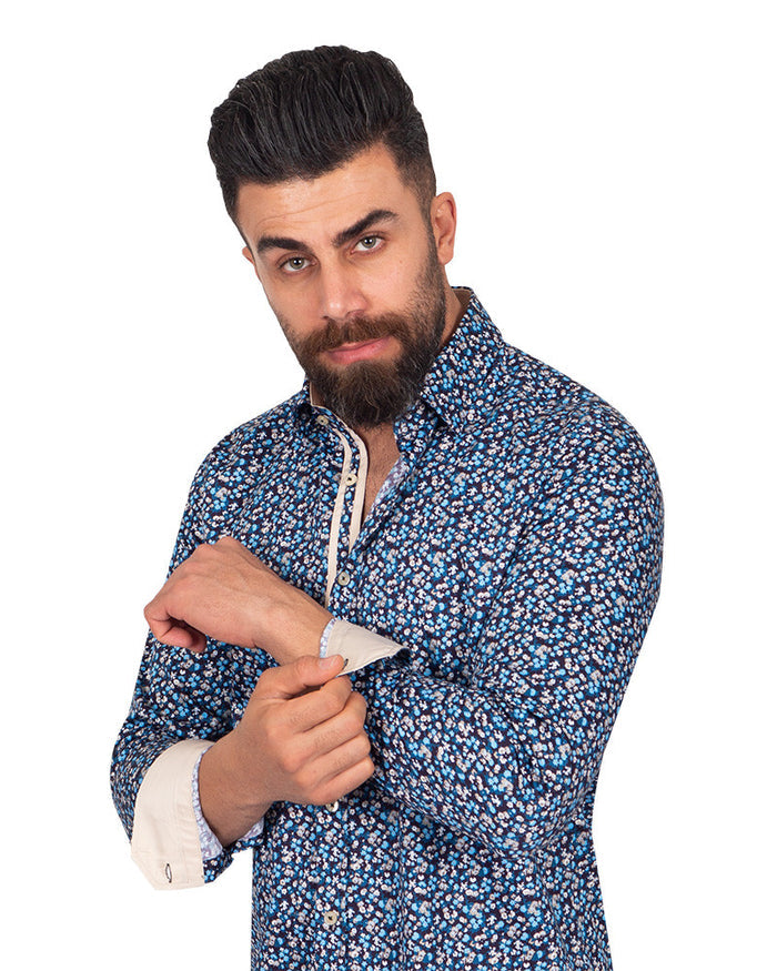 Small Floral Print Pure Cotton Shirt-Makrom