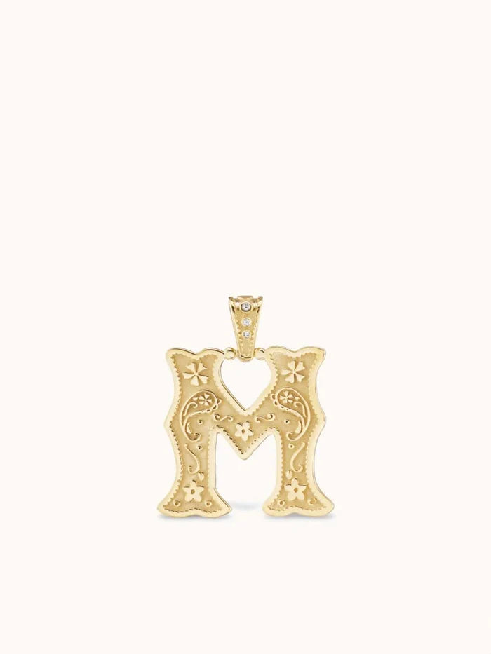Small Southwestern Letter Charm - Yellow Gold