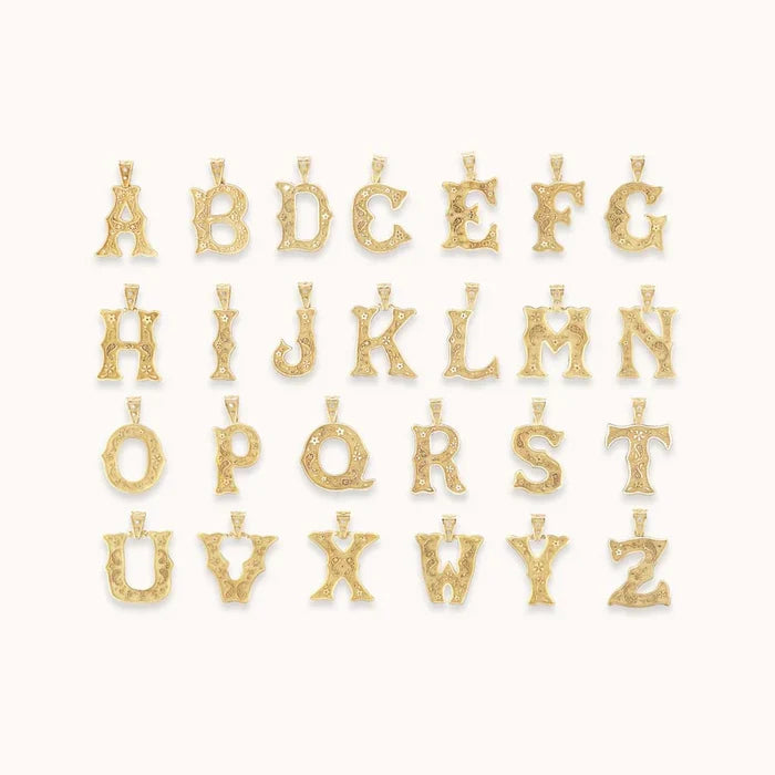 Small Southwestern Letter Charm - Yellow Gold
