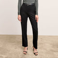 Front image of a woman wearing the smith pant in black | Lead