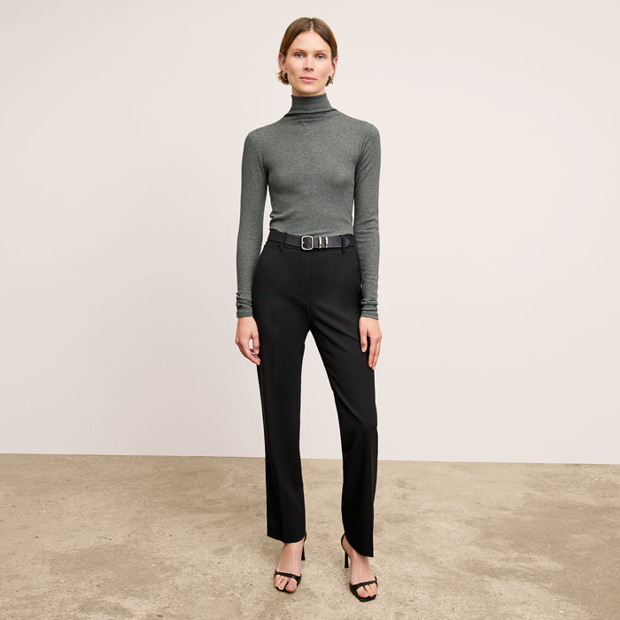 Front image of a woman wearing the smith pant in black |