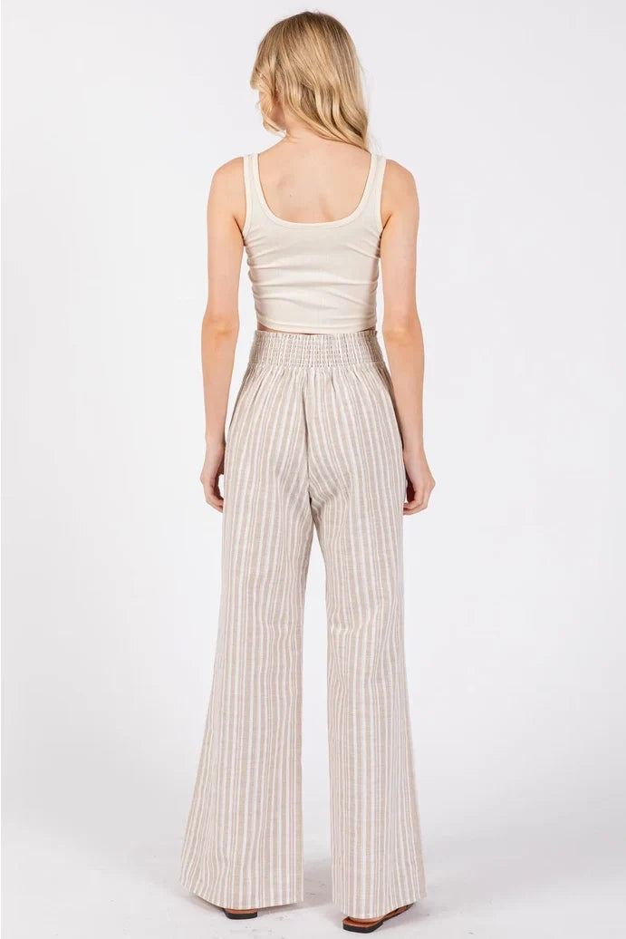 Smocked Waist Wide Leg Pant