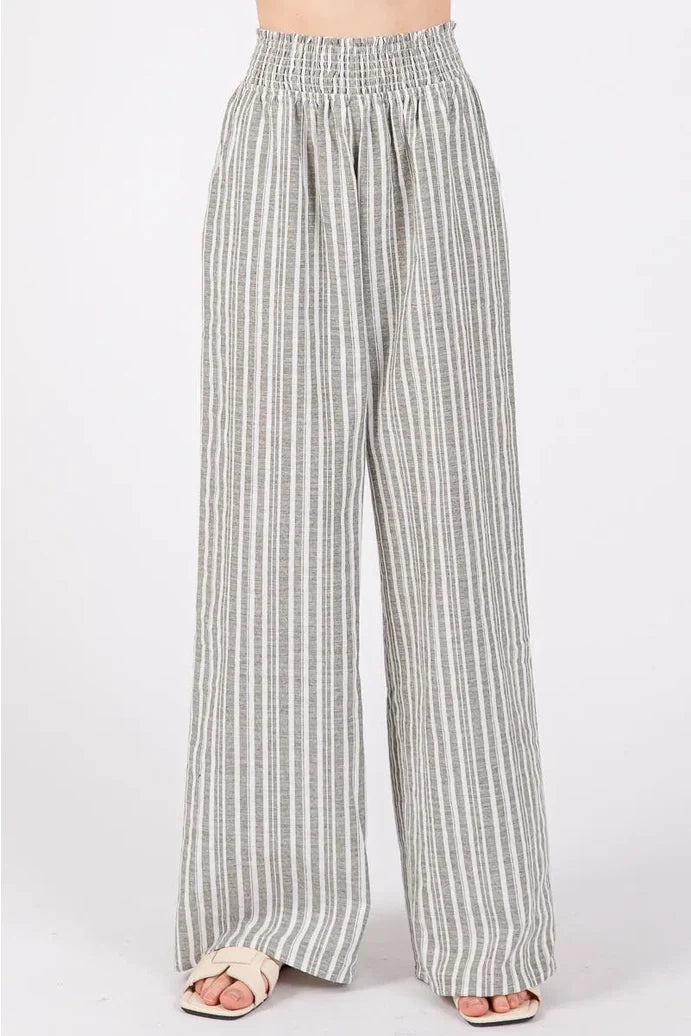 Smocked Waist Wide Leg Pant
