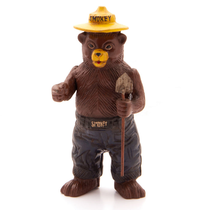 Smokey Bear Cast Iron in the classic â€œonly YOU can prevent forest firesâ€ finger-pointing pose, hand painted antiqued finish