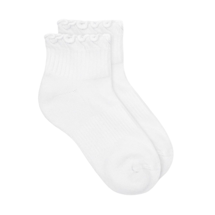 Smooth Toe Ruffle Ripple Edge Sport Quarter Socks