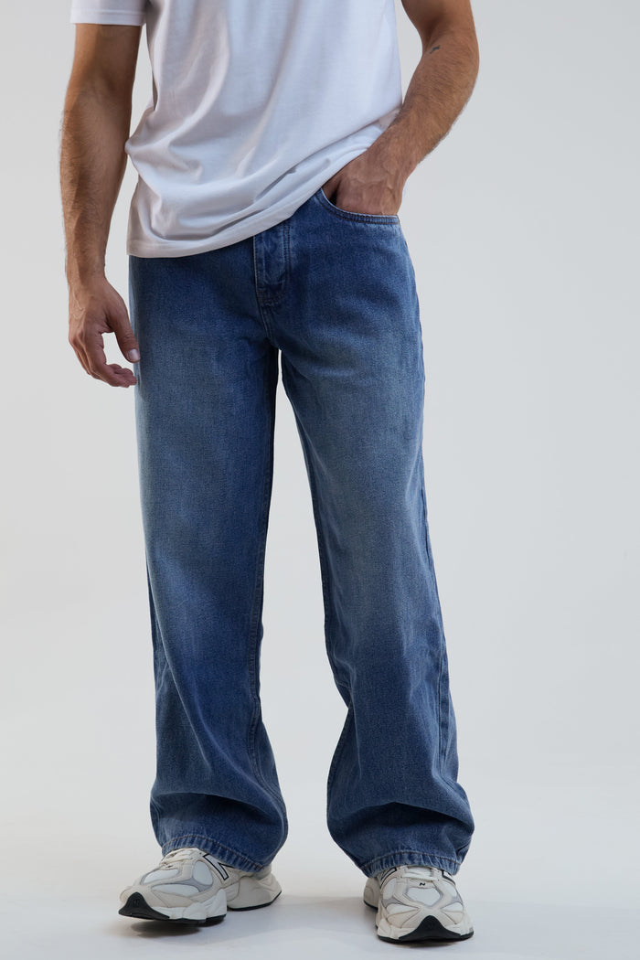 Southbank Loose Fit Rigid Denim Jeans - Mid Blue