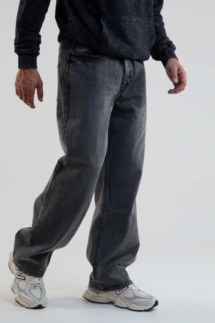 Southbank Loose Fit Rigid Denim Jeans - Washed Black
