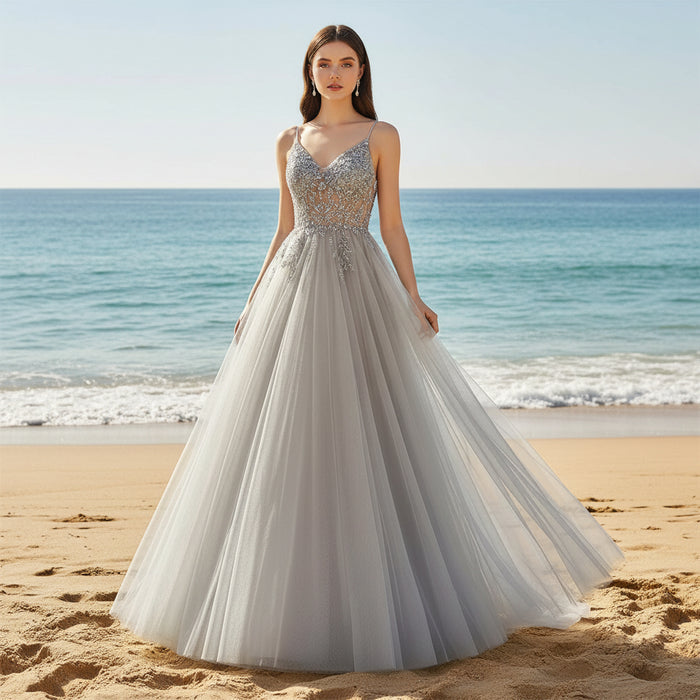 Spaghetti Strap Special Occasion Dresses Prom Gowns with Slit