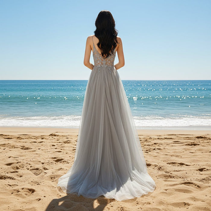 Spaghetti Strap Special Occasion Dresses Prom Gowns with Slit - Rosymae