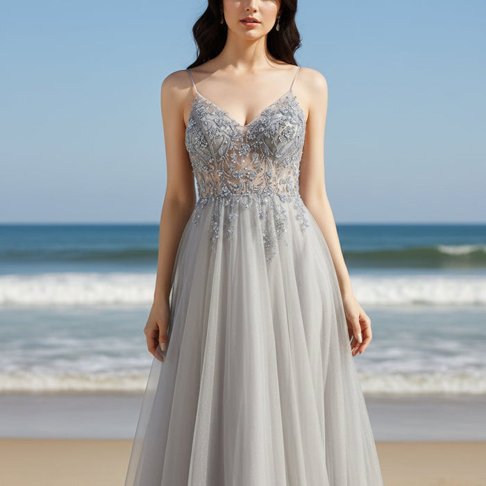Spaghetti Strap Special Occasion Dresses Prom Gowns with Slit - Rosymae