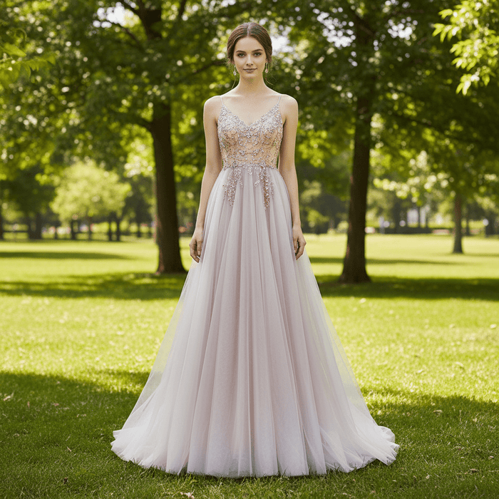 Spaghetti Straps Mother of The Bride Dress With High Slit - Rosymae