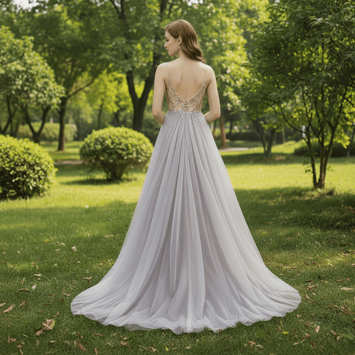 Spaghetti Straps Mother of The Bride Dress With High Slit - Rosymae