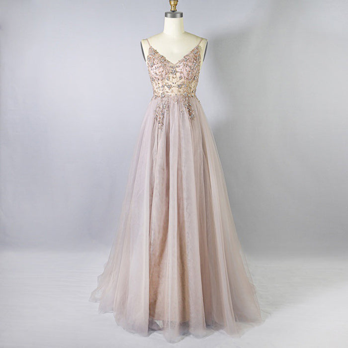 Spaghetti Straps Mother of The Bride Dress With High Slit - Rosymae