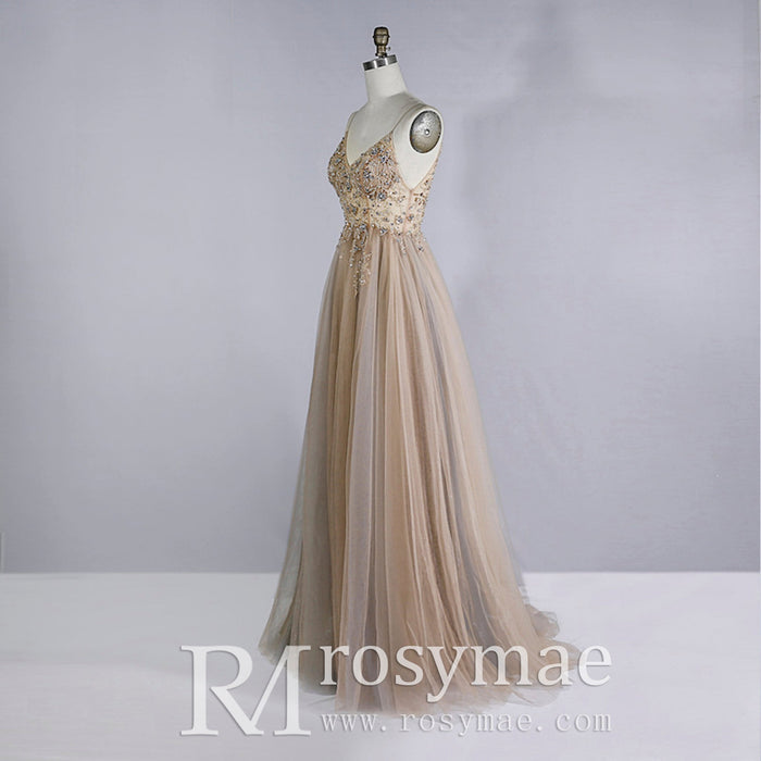 Spaghetti Straps Mother of The Bride Dress With High Slit - Rosymae