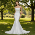 Sparkly crystals Mermaid Strapless Sequins Wedding Dress - Rosymae