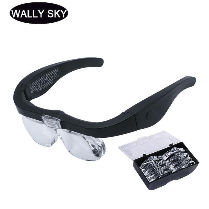 Spectacle Magnifier USB Charging 2 LED Light 1.5/2.5/3.5X/5X 4 PCS Gla - foxberryparkproducts