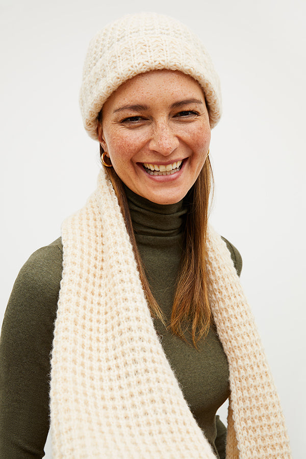 Image of a woman wearing the scarf in ivory | Grid Hover | Exclude