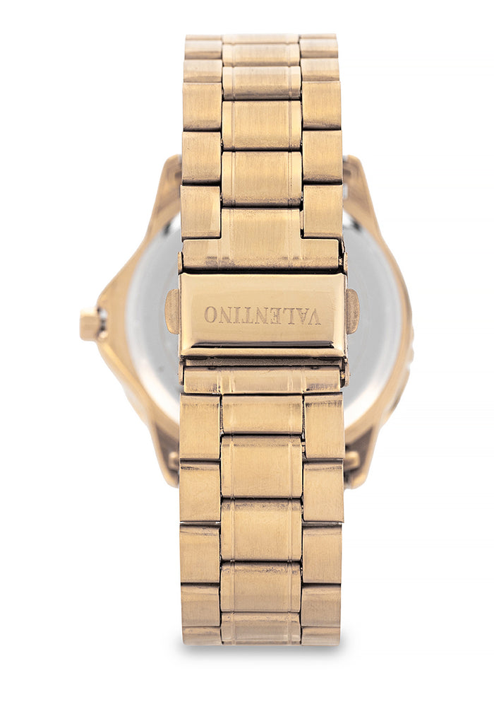 Valentino Stainless Steel Strap Analog Watch for Men 20122484-GOLD-BLACK DIAL-Watch Portal Philippines