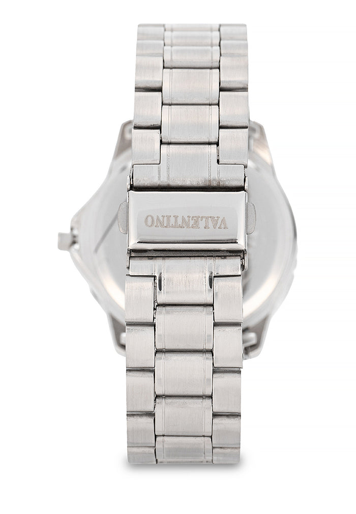 Valentino Stainless Steel Strap Analog Watch for Men 20122486-SIL RING-BLK DIAL-Watch Portal Philippines