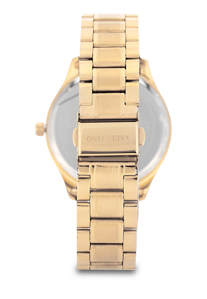 Valentino Stainless Steel Strap Analog Watch for Men 20122488-GOLD-BLACK DIAL-Watch Portal Philippines