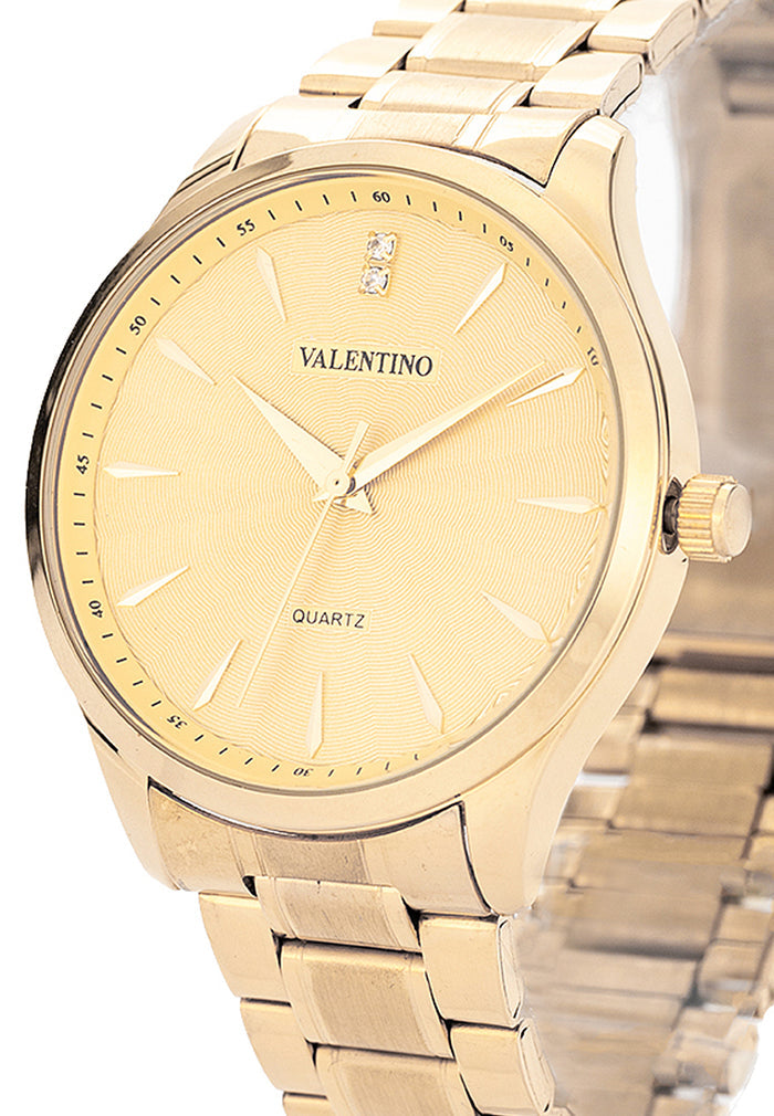 Valentino Stainless Steel Strap Analog Watch for Men 20122488-GOLD-GOLD DIAL-Watch Portal Philippines