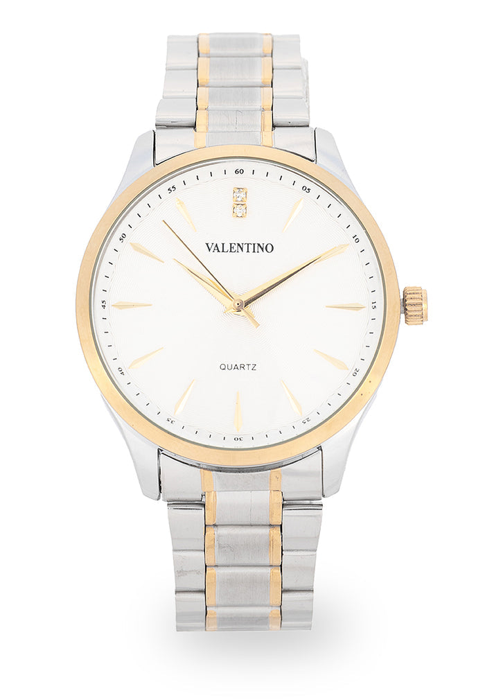Valentino Stainless Steel Strap Analog Watch for Men 20122488-TWO TONE-WHITE DIAL-Watch Portal Philippines
